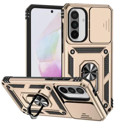 Obrázek produktu pro Pouzdro pro Samsung Galaxy A56 / A36 dvouvrstvé pouzdro s posuvným krytem kamery a prstencovým stojánkem Zlato