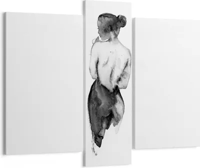 Produktbild von Bild auf Leinwand - Leinwandbild - 3 Teile - Aquarell Frau Nacktheit - 95x80cm - Wand Bild - Wanddeko - Wandbilder - Leinwanddruck - Bilder - Wanddekoration - Leinwand bilder - Wandbild - CB95x80-4721