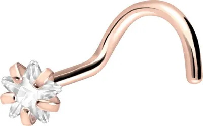 Produktbild von Nasenpiercing, Nasenstecker Titan Nasenstecker Spirale EINGEFASSTER KRISTALLSTERN