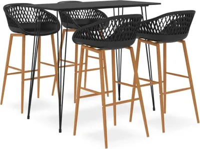 Produktbild von dkd-home-decor 5-tlg. Bar-Set Schwarz MDF, Metall, PP 120 x 60 x 105 cm (Bartisch), 48 x 47,5 x 95,5 cm (Barhocker)