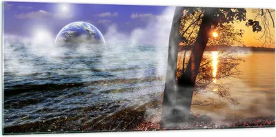 Produktbild von Bilder auf glas - Abstraktion Umwelt Erde - 120x50cm - Glasbilder - Wandbilder - Kunstdruck - zum Aufhängen bereit - Wanddekoration aus Glas - Glas Bilder - Wandbild auf Glas - GAB120x50-0308