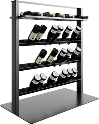 Obrázek produktu pro MetaloPro Regál na Víno Piemont – Kovový, Černý, Stojan na 45 Lahví, Pevná Konstrukce, do Kuchyně, Sklepa nebo Baru – 110×100×60cm