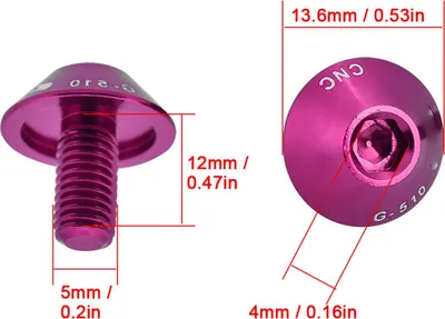 Obrázek produktu pro Ejoyous GU B G-510 2ks M5 šrouby do košíku na láhev na kolo ze slitiny hliníku a nerezu pro kotoučové brzdy nebo košík na láhev na vodu s přesným závitem (PURPLE)