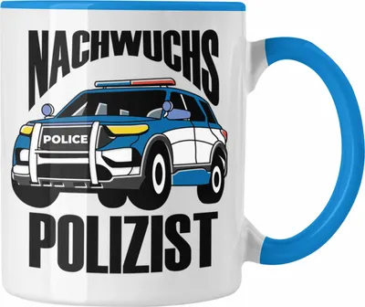 Produktbild von Trendation - Einschulung Tasse für Jungs - "Nachwuchs Polizist" Geschenk kleine Schulanfänger (Blau)
