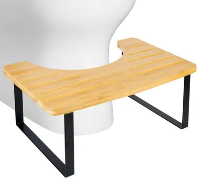 Imagen del producto de Reposapiés ergonómico para el inodoro, de madera, con una inclinación de 35°, apto para adultos y niños