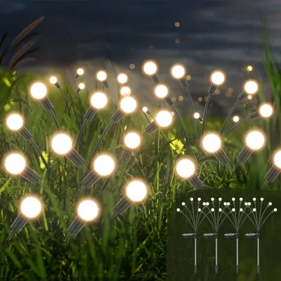 Solar-Glühwürmchen-Lichterkette, 4 St., 24 LEDs, warmweiß, IP65