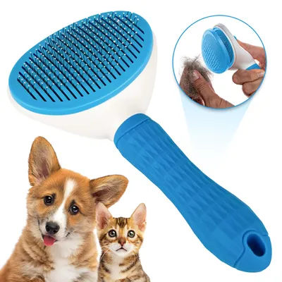 Produktbild von LINUMA® Hundebürste, Fellwunder Bürste Hund, Hundezubehör, Katzen Zubehör, Haustier Bürsten, Langhaar und Kurzhaar Fellbürste Katzenhaarbürste BLAU
