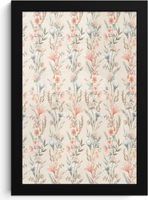 Produktbild von MuchoWow® MuchoWow® Gerahmtes Poster Blumen - Vintage - Muster 20x30 cm - Poster mit zchwarzem Bilderrahmen - Drucken - Bilder Poster im Rahmen