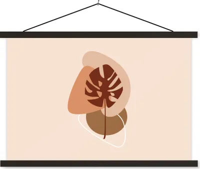 Produktbild von MuchoWow® Textilposter Sommer - Monstera - Abstrakt 60x40 cm mit schwarzem Rahmen - Hölzernes