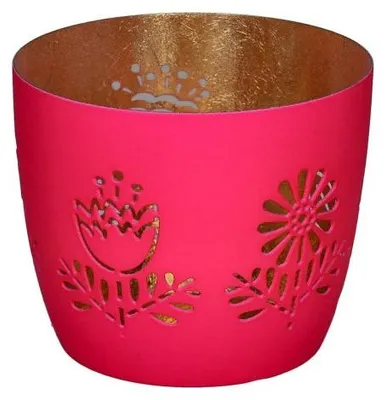 Produktbild von Gift Company Windlicht Madras Blumen Hot Pink Gold