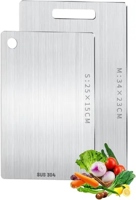 Productafbeelding van Snijplank 30x23 cm en 24x15 cm, roestvrij staal en titanium, voor vlees