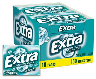 Produktbild von Wrigleys / Wrigley's Extra - POLAR ICE / 150 Stück / 10 Packs je 15 Kaugummis