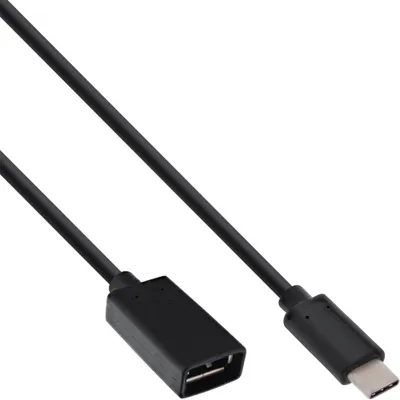 Produktbild von InLine USB 3.2 Gen.1x2 Adapterkabel, USB-C Stecker an A Buchse, 0,15m, 0,15 m, USB A, USB C, USB 3.2 Gen 2 (3.1 Gen 2), Stecker/Buchse, Schwarz