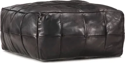 Image de Pouf 60 x 60 x 30 cm Noir Cuir véritable de chèvre