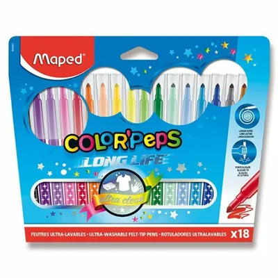 Obrázok produktu pre Maped 845021, Stredná, 18 farba/farieb, Guličkové zakončenie, 3,6 mm, Viacfarebný, Deti