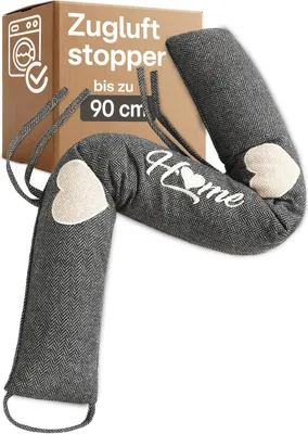 Produktbild von Zugluftstopper 90cm - Waschbar - Energiesparend - Extra Schwer - Für Türen und Fenster - Grau