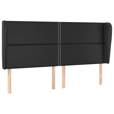 Produktbild von Kopfteil mit Ohren Schwarz 183x23x118/128 cm Kunstleder