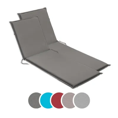 Image de sleepling - Set de 2 chaises longues de jardin, Coussin pour chaise longue, 190 x 58 cm, 6 cm d'épaisseur, gris