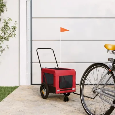 Produktbild von Design Möbel Fahrradanhänger Hunde Rot und Schwarz Oxford-Gewebe & Eisen - 2024 Neu