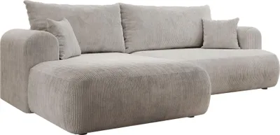 Obrázek produktu pro Selsey Ovo Cord - Rohová pohovka s funkcí spaní, lůžková skříň, tkanina kord, levá, šedobéžová