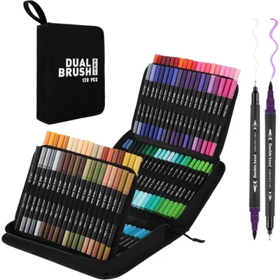 Produktbild von Dual Brush Pen Set, 100 Farben Dual Brush Pen Set, Malset, Filzstifte, Für Kinder Erwachsene Bullet Journal Stifte, Handlettering, Manga, Mandala