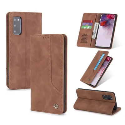 Obrázek produktu pro RetroPolyuretankožené pouzdro pro Samsung Galaxy S20 FE / S20 FE 5G peněženkový design pouzdro s držákem na karty a stojánkem Hnědý