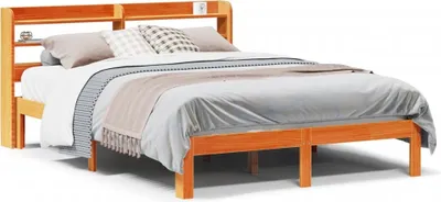 Produktbild von vidaXL Massivholzbett ohne Matratze Wachsbraun 135x190 cm Kiefernholz