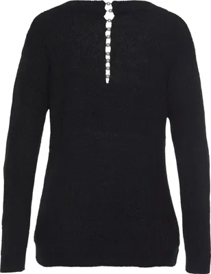 Produktbild von LASCANA V-Ausschnitt-Pullover mit Zierperlen im Rücken schwarz Größe 36/38
