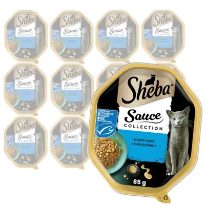 Produktbild von Sheba Saucen-Kollektionsschale 12 x 85 g Alleinfuttermittel für Katzen, Nassfutterstücke mit Thunfisch in Sauce