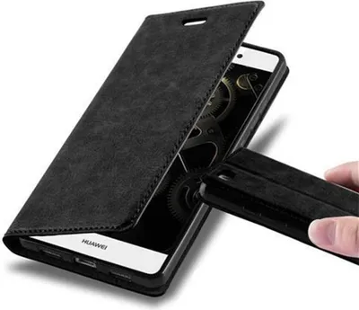 Obrázok produktu pre Cadorabo Case for Huawei P8 LITE 2015 Protective Case in Black Puzdro na mobilný telefón s magnetickým zatváraním