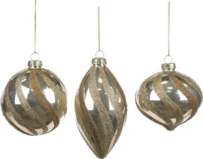 Produktbild von Goodwill Weihnachtskugel Glas Creme-Gold D 8 cm Vorteilsset Pro 3 Stück