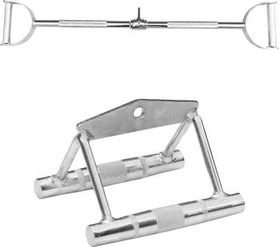 Produktbild von Sporttrend 24 - Seilzug Set Parallelgriff breit + Latzugstange lang mit Hufgriff