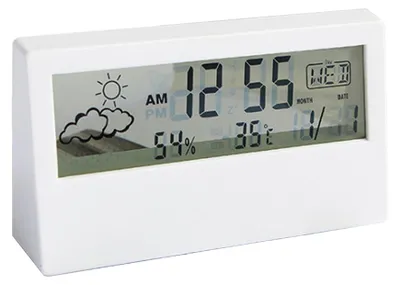 Image de Réveil numérique de bureau transparent avec date, température et humidité ; petit réveil de table avec fonction snooze pour la chambre à coucher ou le bureau