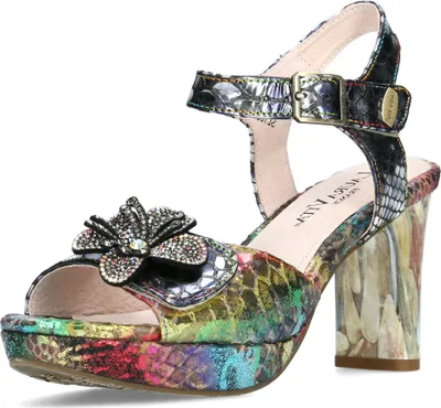 Produktbild von Laura Vita Damen Sandalette aus Leder Klettverschluss Meerjungfrau  HICAO-1023, Größe:37 EU, Farbe:Violett