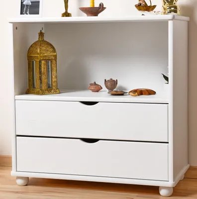 Produktbild von Regal Kiefer massiv Vollholz Weiß Junco 49B - 83 x 82 x 41 cm (H x B x T)