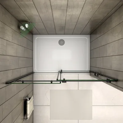 Produktbild von B:100xH:200cm Duschabtrennung Duschkabine Schwarz Schiebetür 8mm NANO Glas  Nischentür duschtür