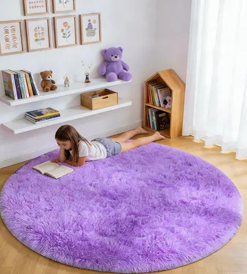 Produktbild von Rundes Plüschteppich, weich und flauschig, Ø 120 cm, für Wohnzimmer und Schlafzimmer