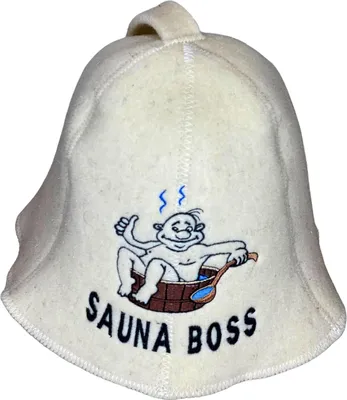 Obrázek produktu pro Saunová čepice z 6mm 100% vlněné plsti s výšivkou "sauna boss"