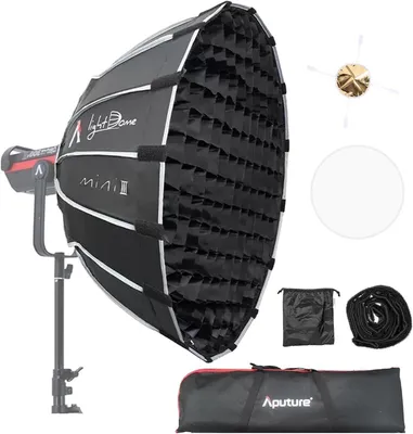 Imagen del producto de Softbox parabólico - Kit reflector - Modificador de luz - Set de difusores - Softbox de estudio - 55 cm (21,6 pulgadas)
