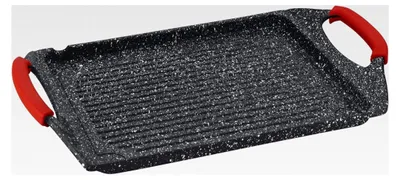 Produktbild von Grillplatte 45 x 27 cm – Aluminiumguss – Steinoptik – für alle Herde, auch Induktion – ohne /