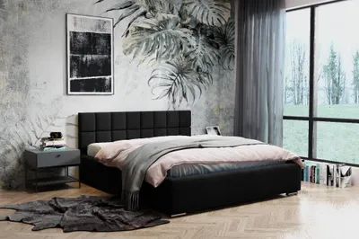 Obrázek produktu pro Čalouněná postel ADIDAR Ida 160x200 cm dvoulůžko Kovový - dřevěný rám s hydraulickým podstavcem a lamelovým roštem, exkluzivní design (Black - Magic Velvet 2219)