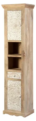 Produktbild von Badhochschrank 45x190cm 'Tibet' Mango natur & weiß antik
