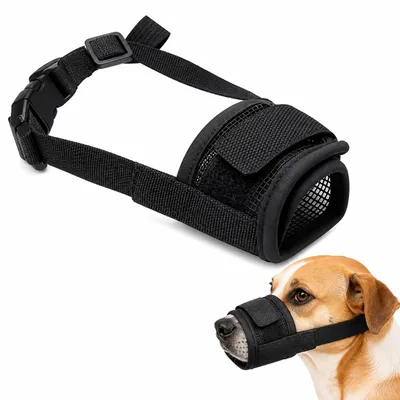 Produktbild von Verstellbarer Maulkorb für Hunde, Gr. S, Atmungsaktives Nylon, Schwarz, KI-generiertes Bild