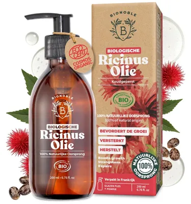 Produktbild von Rizinusöl Castoröl - Kaltgepresst - Biologisch - 200 ml - Für Wimpern, Augenbrauen und Haar