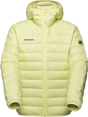 Hellgelbe Mammut Waymarker IN Hooded Jacke mit Kapuze und horizontalen Steppnähten