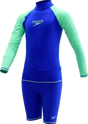 Produktbild von Speedo Rashguard-Set für Jungen, schöner blau/grüner Glanz, Größe 8