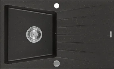Image de Mexen Cesar évier 1 bac en granit avec égouttoir 775 x 470 mm, noir/or métallisé - 6514771010-75