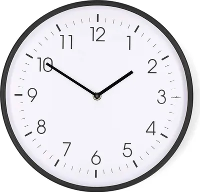 Produktbild von Nedis Wanduhr - Durchmesser: 300 mm - Kunststoff - Leise Bewegung - Schwarz