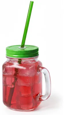 Produktbild von Mason Jar Trinkbecher - Glas - Deckel grun/Strohhalm - 500 ml