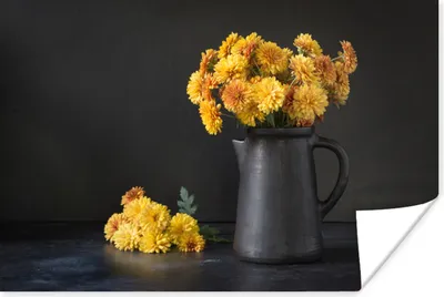 Produktbild von MuchoWow® Poster Stilleben - Chrysanthemen - Gelb 180x120 cm - Fotoplakat